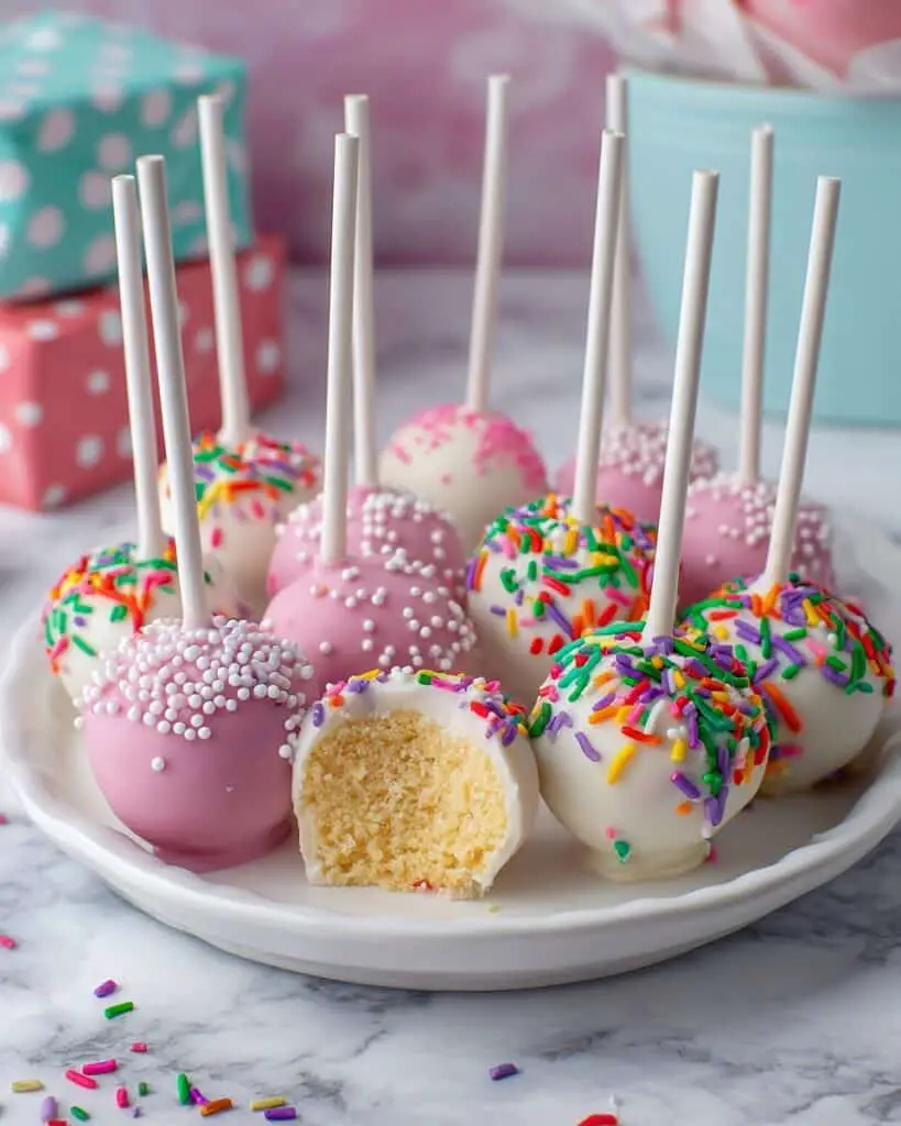 Homemade Vanilla Cake Pops with Vanilla Buttercream Recipe