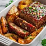 Greek-Style Meatloaf (ΡΟΛΟ) with Feta, Capsicum & Walnuts and Lemon Potatoes Recipe