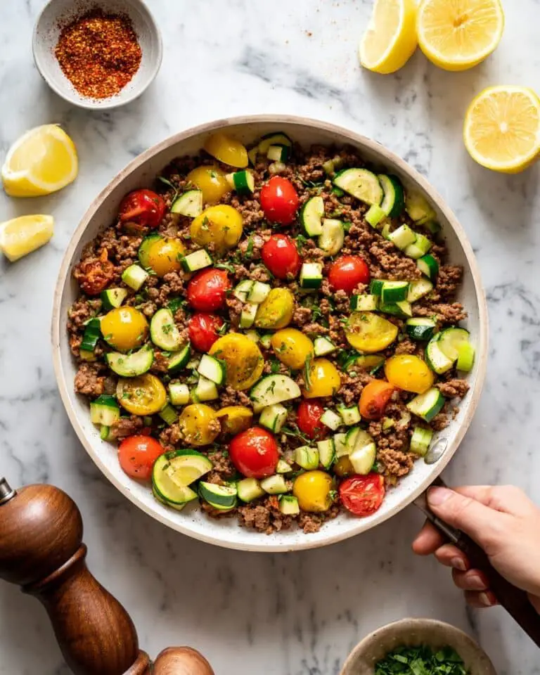 Mediterranean Ground Beef Bowls with Lemon Tahini Sauce Recipe