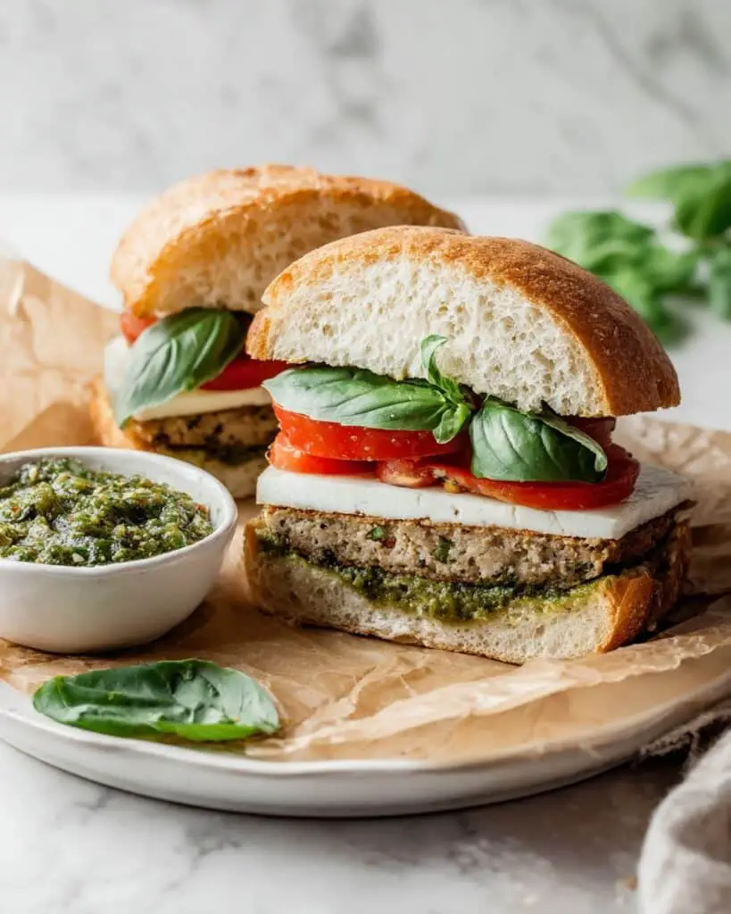 Caprese Pesto Chicken Burgers Recipe