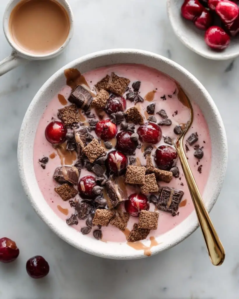 Chocolate Cherry Cheesecake Yogurt Bowl Recipe
