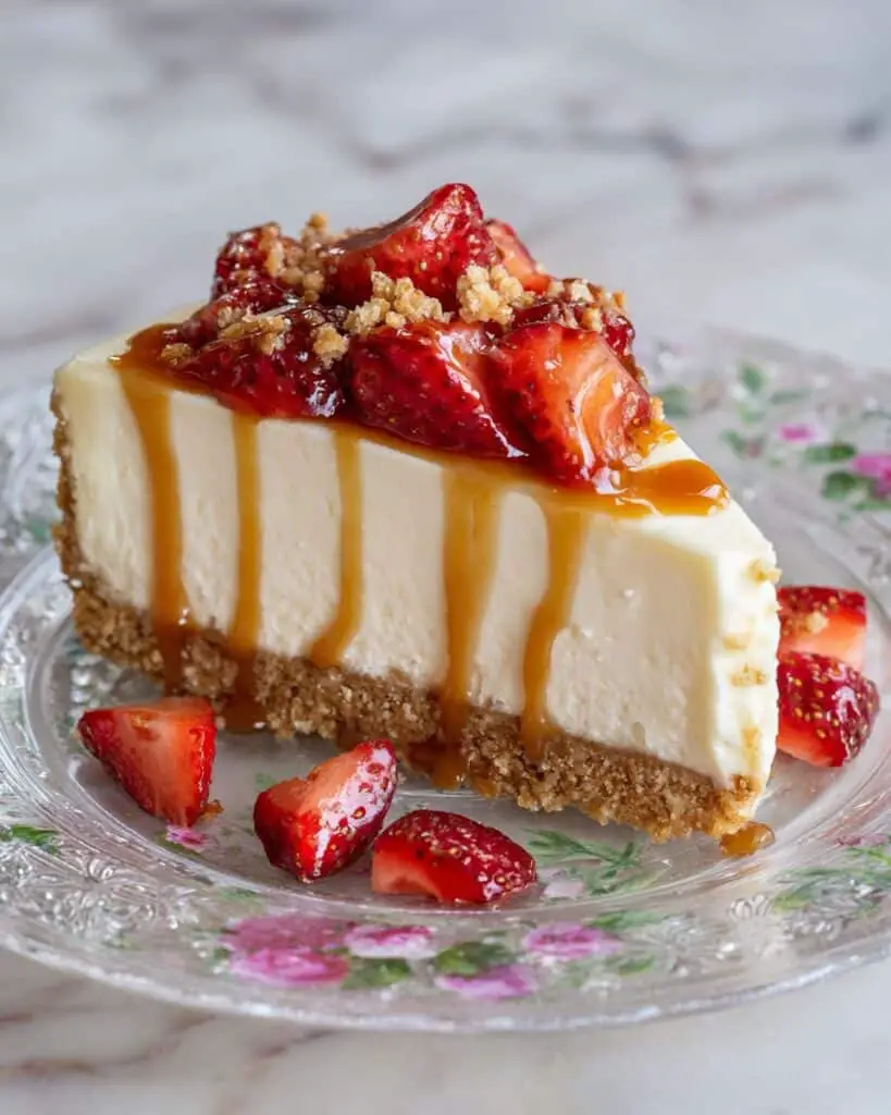 No Bake Vanilla Cheesecake with Browned Butter Graham Cracker Crust and Fresh Fruit Topping Recipe