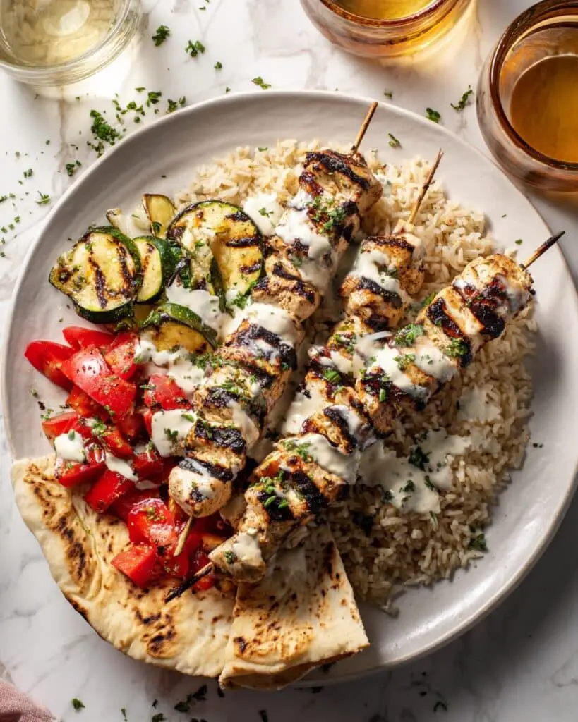 Quick Chicken Souvlaki Rice Pilaf Recipe