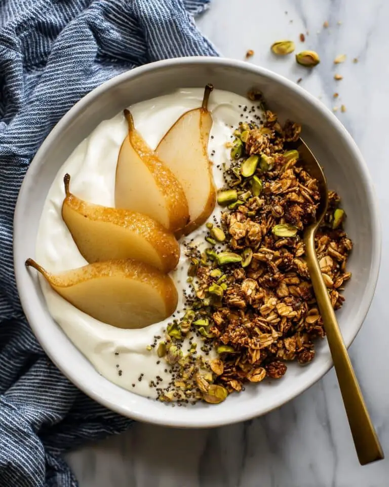 Honey-Poached Pears with Yogurt & Granola Recipe