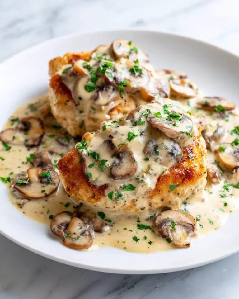 Chicken and Mushroom Skillet in a Creamy Asiago and Mustard Sauce Recipe