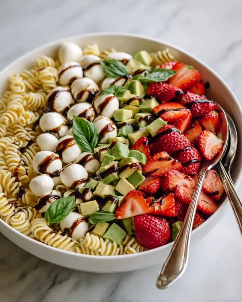 Strawberry Caprese Pasta Salad with Balsamic Glaze Recipe