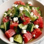 Simple Watermelon + Cucumber + Feta Salad Recipe