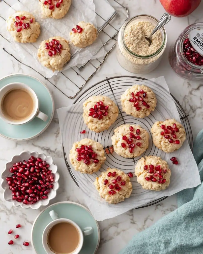 Nutty Spiced Tahini Cookies with Pomegranate Arils Recipe