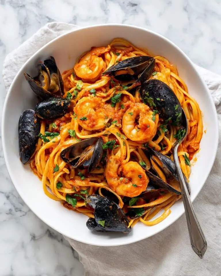 Simple Mixed Seafood Tomato Marinara Pasta Recipe