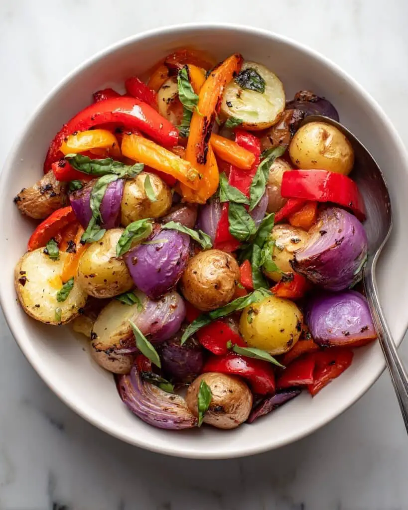 Easy Sheet Pan Roasted Mini Potatoes & Bell Peppers Recipe