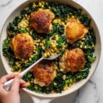 Garlicky Chicken Thighs with Giant Couscous and Cavolo Nero Recipe