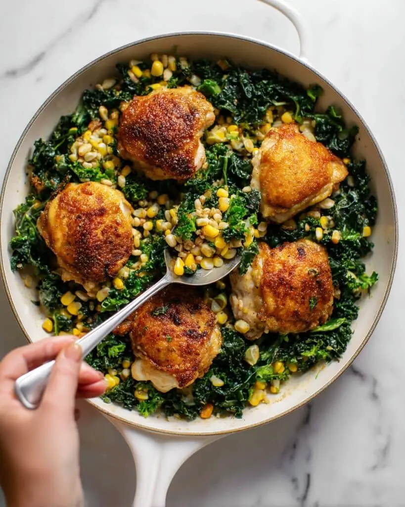 Garlicky Chicken Thighs with Giant Couscous and Cavolo Nero Recipe