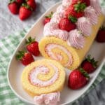 Strawberry Cake Roll with Fluffy Strawberry Cream Cheese Filling Recipe
