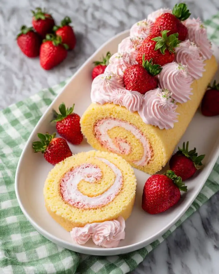 Strawberry Cake Roll with Fluffy Strawberry Cream Cheese Filling Recipe