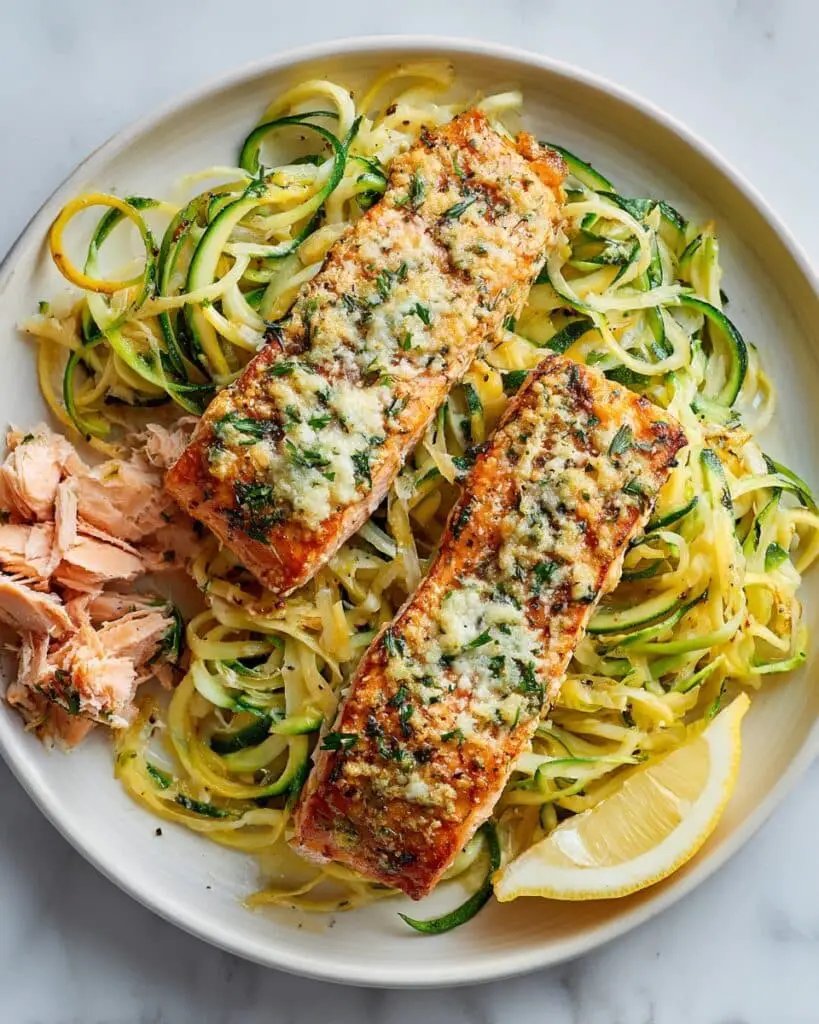 Lemon Garlic Butter Salmon with Zucchini Noodles Recipe