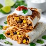 Slow Cooker Chicken Burritos with Rice and Beans Recipe