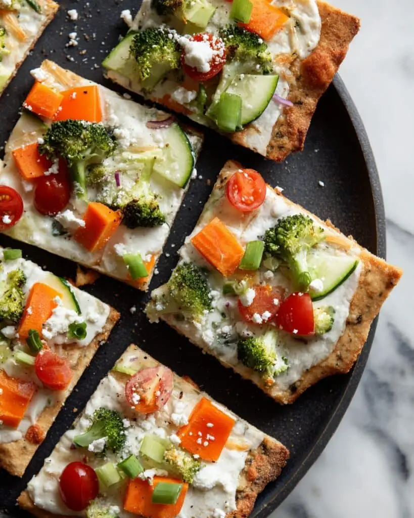 Cold Veggie Pizza with Herb Cream Cheese and Fresh Vegetables Recipe