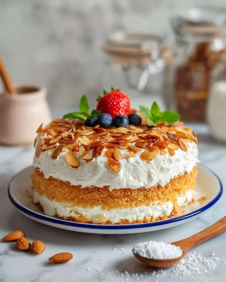 German Honey-Almond Layer Cake with Vanilla Cream Filling Recipe