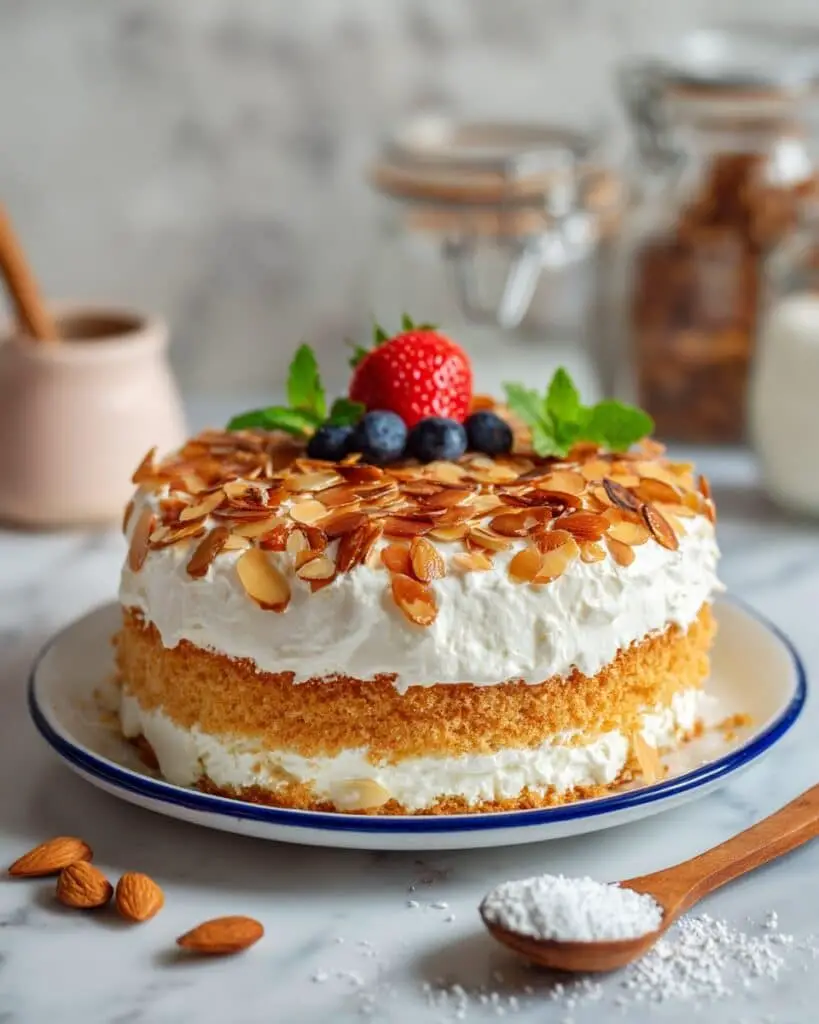 German Honey-Almond Layer Cake with Vanilla Cream Filling Recipe