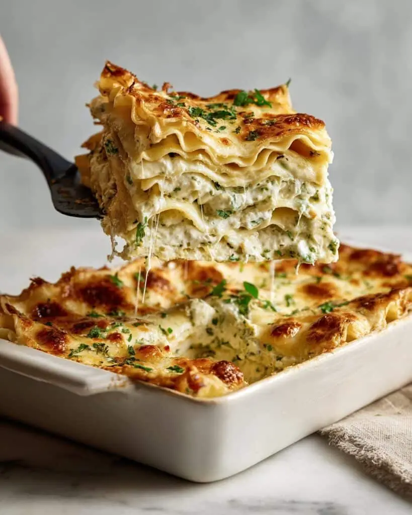 Creamy White Chicken and Spinach Lasagna Recipe