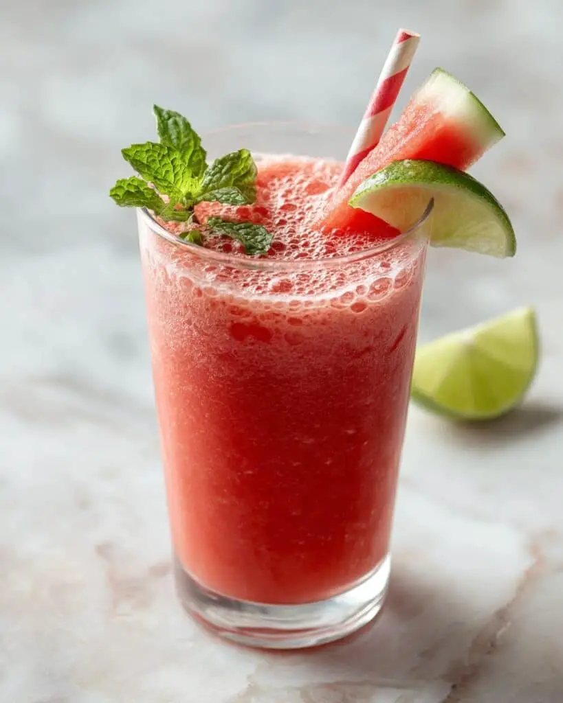 Watermelon Smoothie with Lime and Mint Recipe