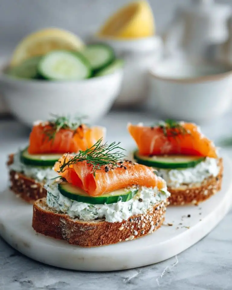Smoked Salmon Crostini with Pickled Cucumbers and Lemon Cream Cheese Spread Recipe