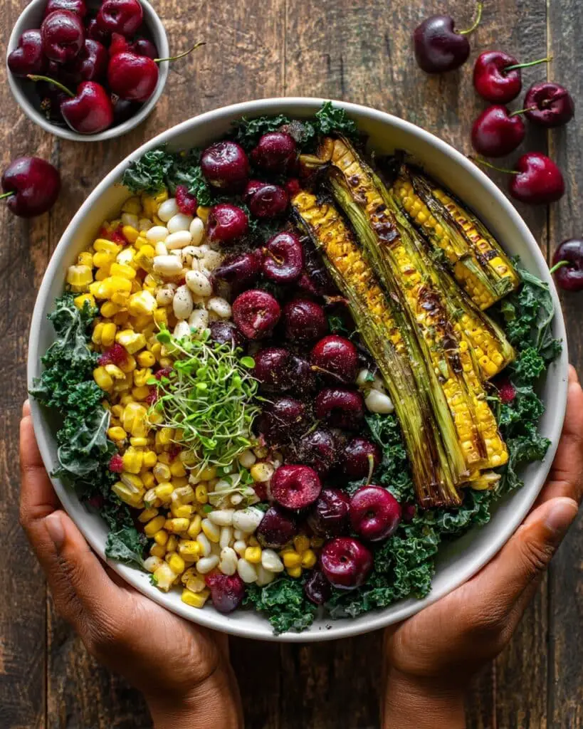 Sunflower Seed, Kale, and Cherry Salad with Savory Granola Recipe