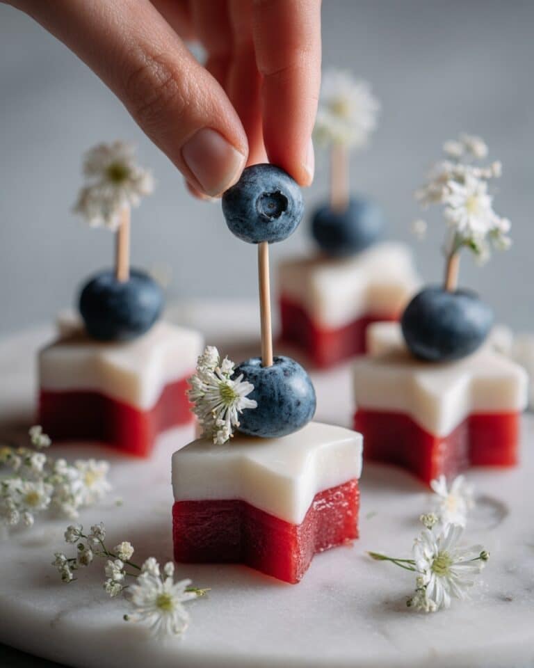 Watermelon Feta Stars with Blueberries Skewers Recipe