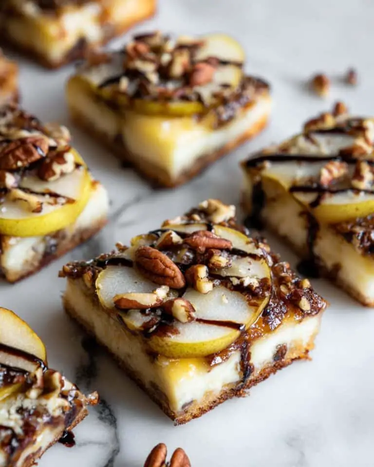 Balsamic Pear Pizza with Mozzarella, Onions, and Pecan Halves Recipe
