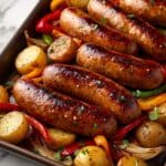 Roasted Sausages with Peppers, Onions, and Potatoes Recipe