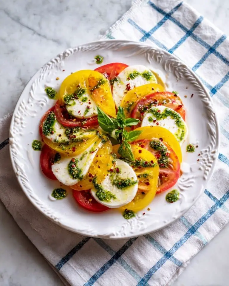 Heirloom Tomato and Fresh Mozzarella Salad with Mint Pesto Recipe