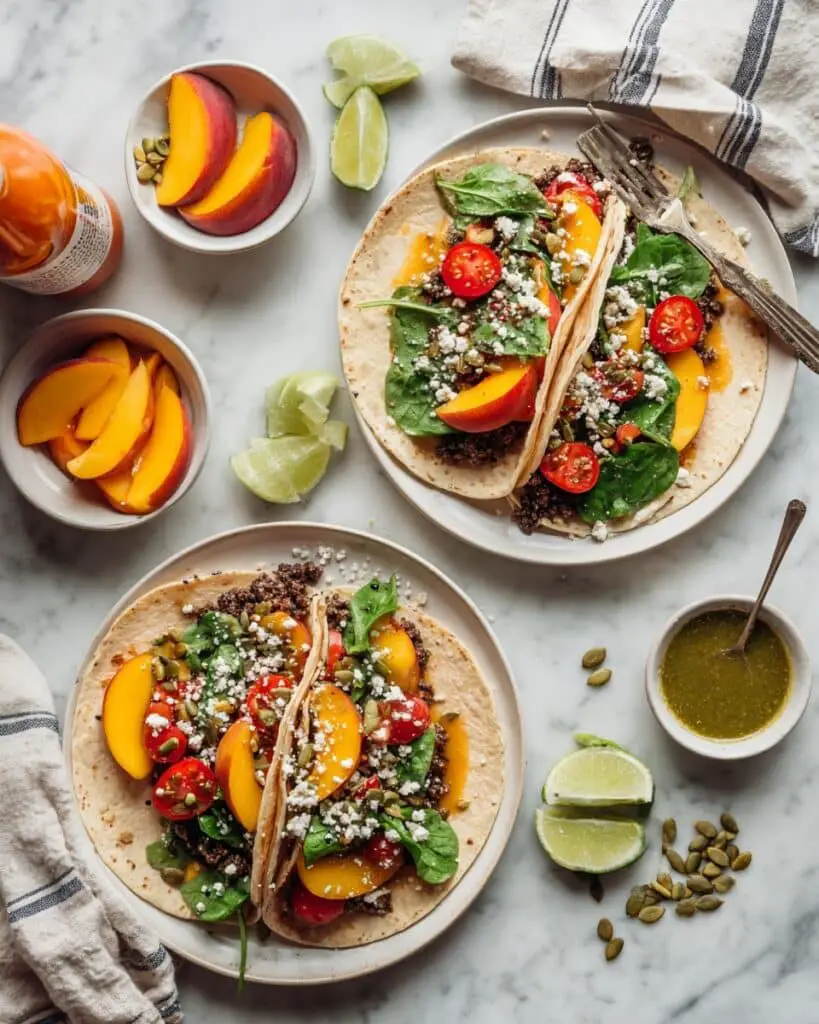 Green Chile Peach Tostadas Recipe
