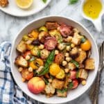 Summer Panzanella Salad with Peaches, Corn, and Roasted Chickpeas Recipe