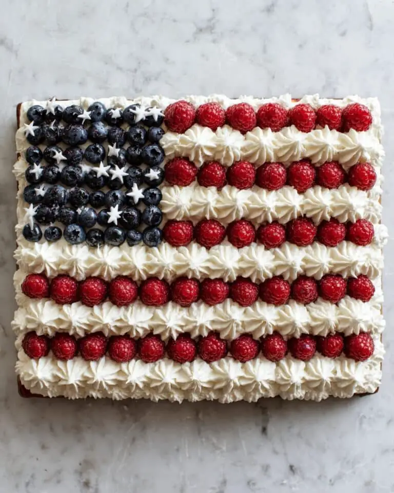 4th of July Cake with Fresh Berries and Cream Cheese Frosting Recipe