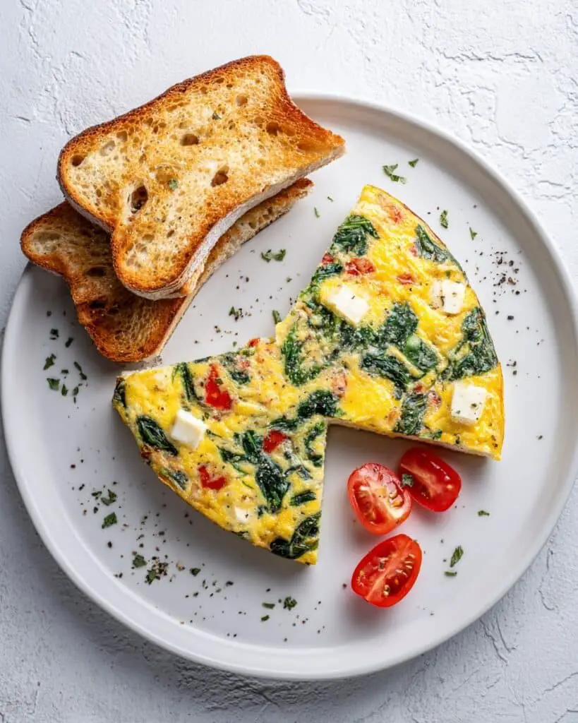 Veggie Egg White Frittata with Spinach, Tomatoes, and Feta Recipe