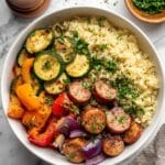 10 Minute Air Fryer Chicken Sausage and Veggies Recipe