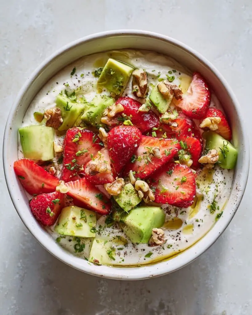 Strawberry Avocado Harvest Salad with Creamy White Bean Feta Spread Recipe